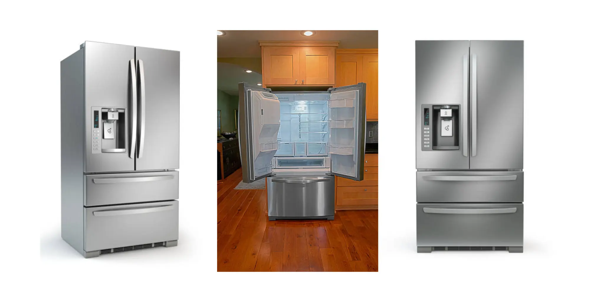 French Door Refrigerator with Double Doors and Bottom Freezer Drawer