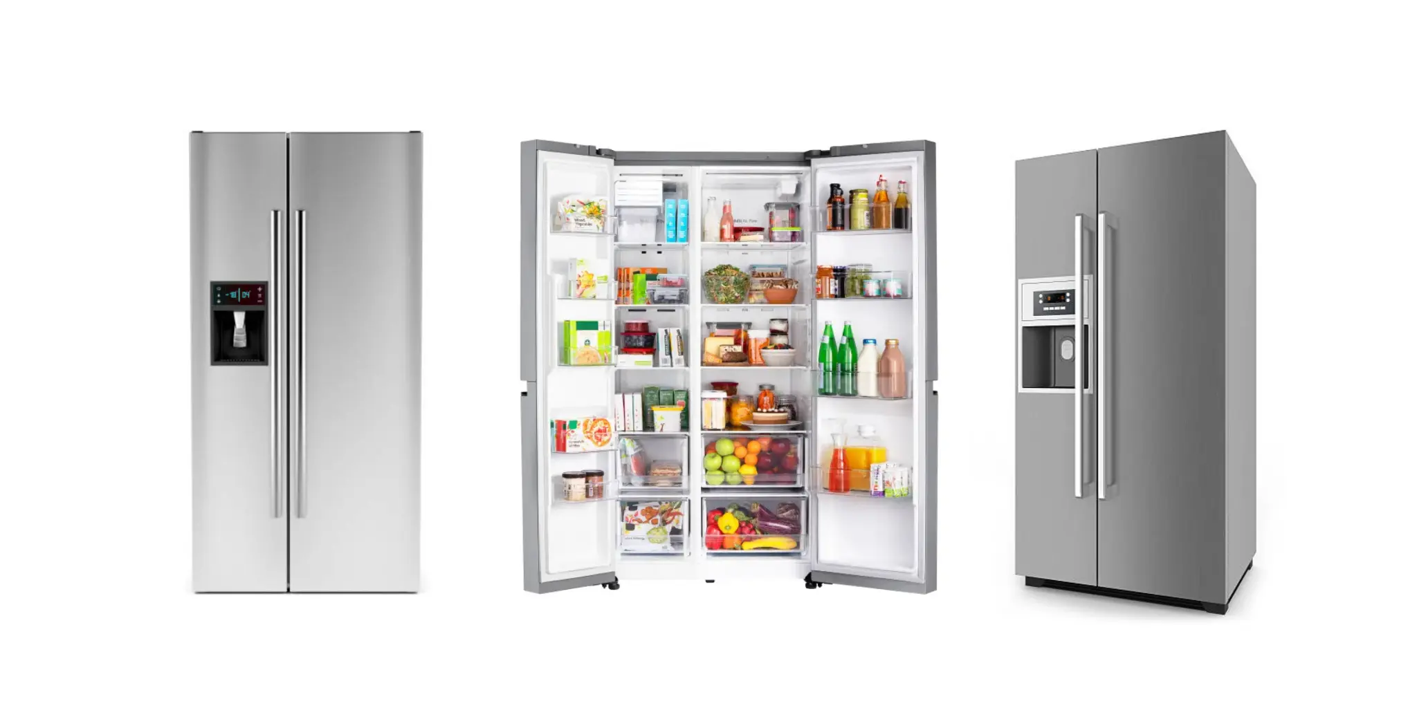 Side-by-Side Refrigerator with Vertical Freezer and Refrigerator Compartments